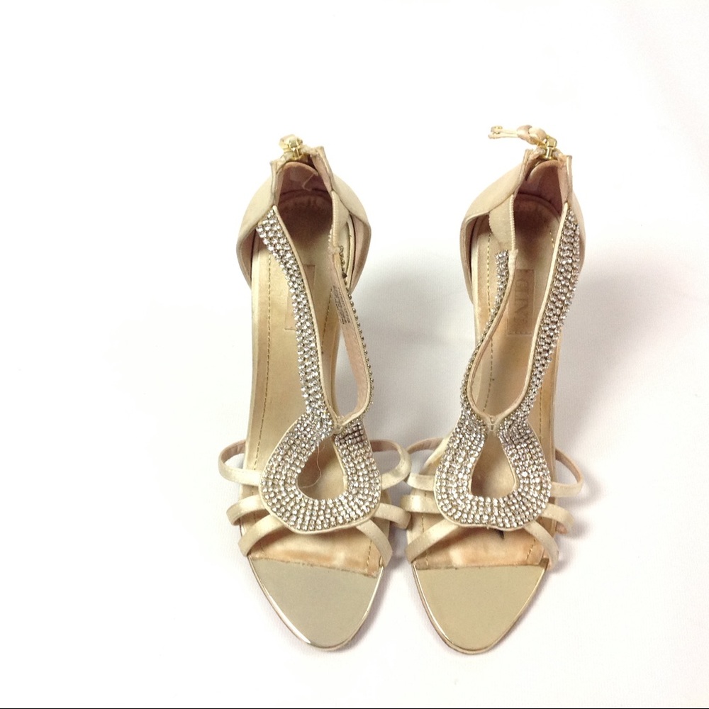 Glint Open Toe Sandal Heel Embellished Size 5.5